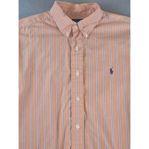 Vinatage 90s Ralph Lauren Classic Fit Orange Striped Long Sleeve Shirt Large Y2K